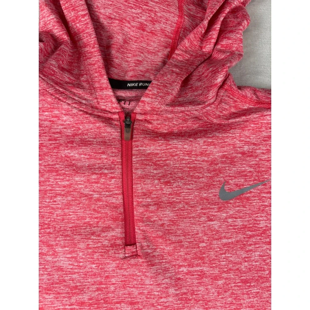 Nike Running Dri-FIT Hoodie Womens Large Pink Heather 1/4 Zip Pullover Top